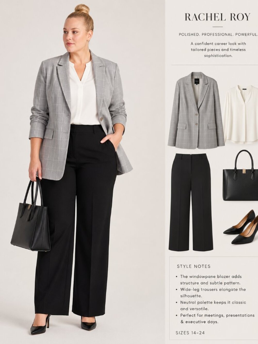 Rachel Roy Collection Gray Windowpane Two Button Blazer Women's NWT